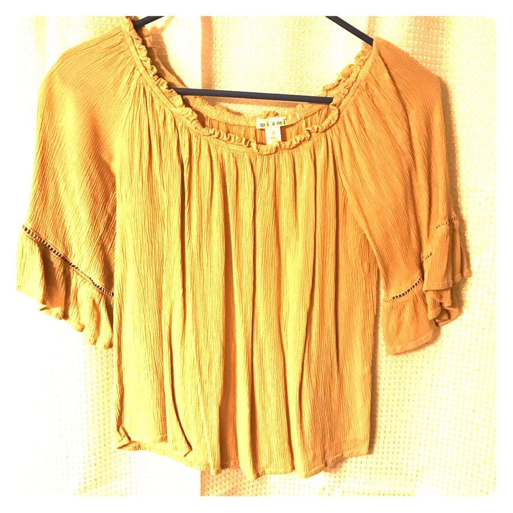 Taupe crop bell sleeve top